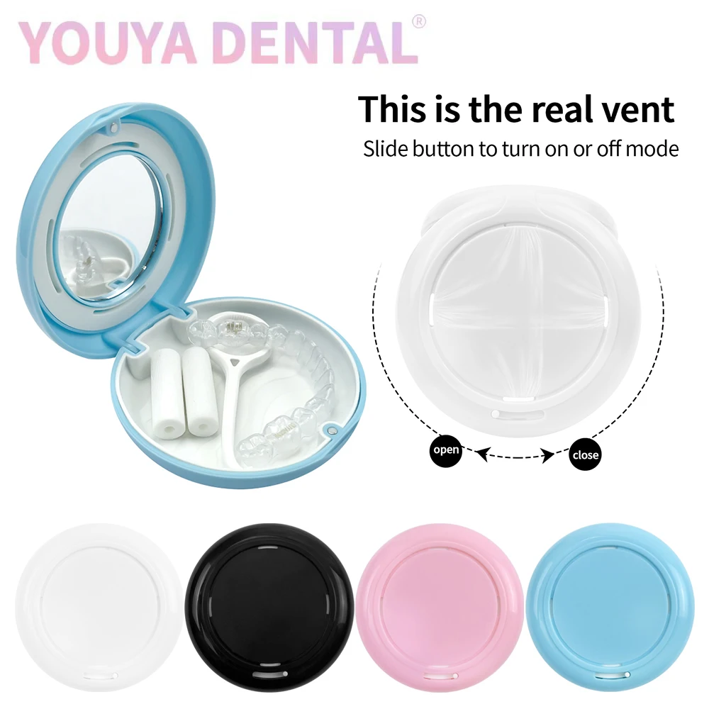 The New Breathable Dental Braces Case Dental Retainer Case With Mirror Magnetic Braces Mouthguard Container For Braces Wearers