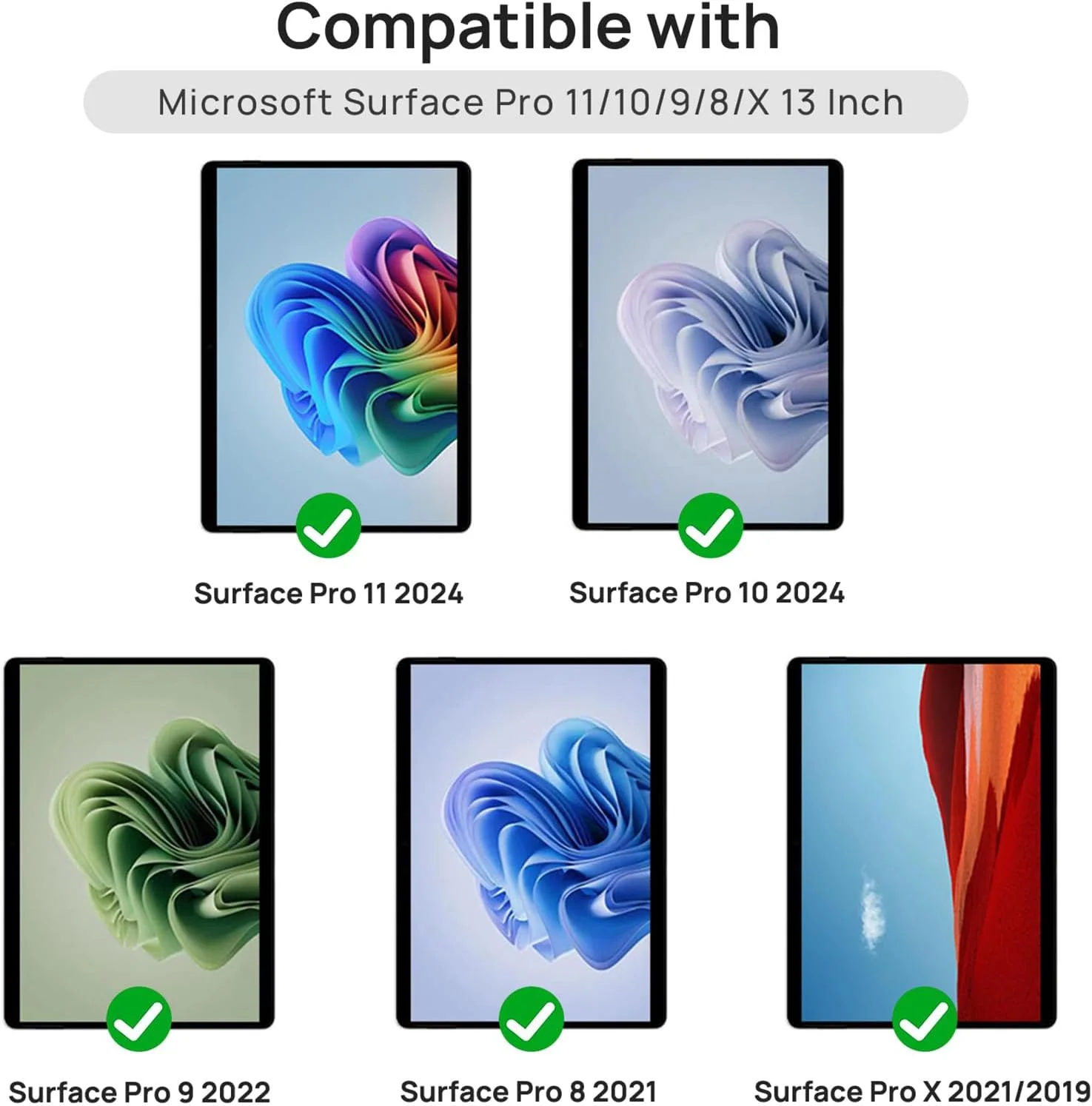 Screen Protector for Microsoft Surface Pro 11 / 10 / 9 / 8 / X (13 inch) 9H Hardness HD Clear Anti-Scratch Tempered Glass Film
