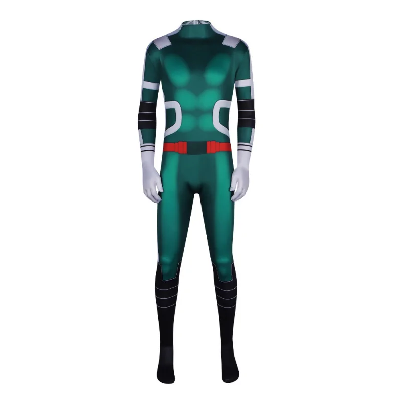 Anime My Hero Academia Izuku Midoriya Cosplay Costume Boku No Hero Academy Deku Print Jumpsuit Boy Men Superhero Zentai Bodysuit view 2