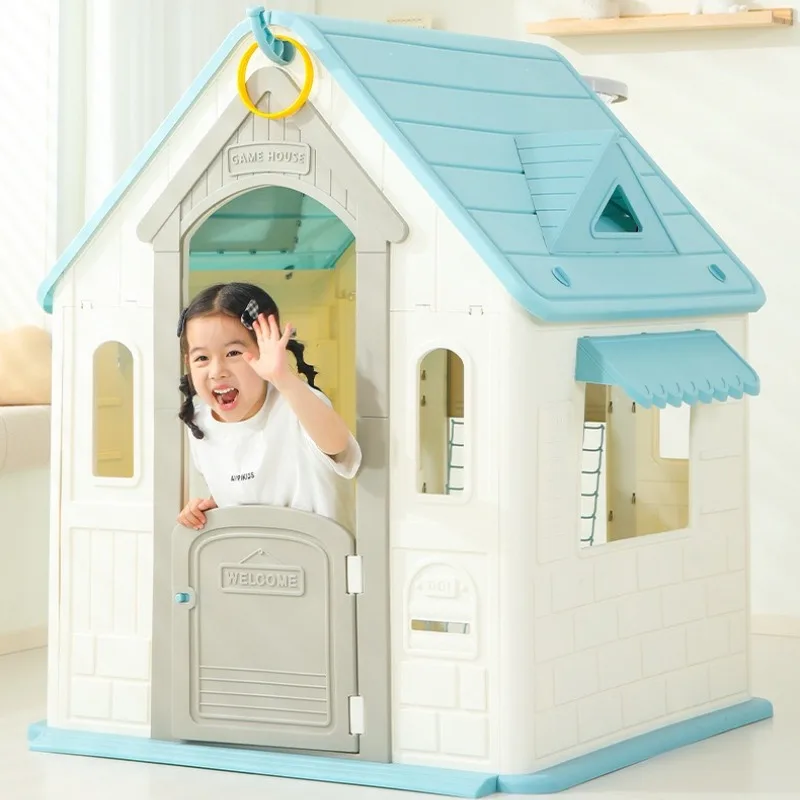 子供用おもちゃテント プラスチック製プレイハウス 室内屋外兼用 ごっこ遊びハウス ドアと窓付き 安全で安定した子供用ゲームハウス 男の子女の子向け