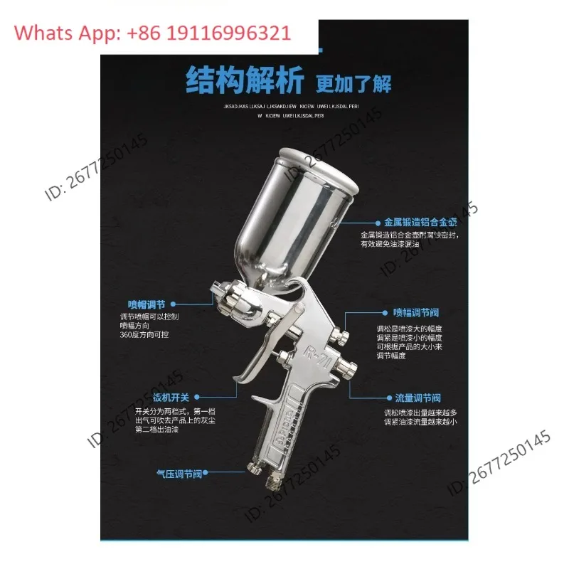 Prona R71 spray gun, automotive furniture paint coating, high atomization manual spray gun, pneumatic