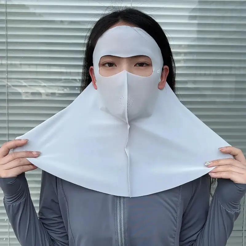 Women Summer UV Protection Neck Scarf Ice Silk Face Mask Cover Outdoor Wrap Cover Sports Cycling Sun Proof Sunscreen Dustproof