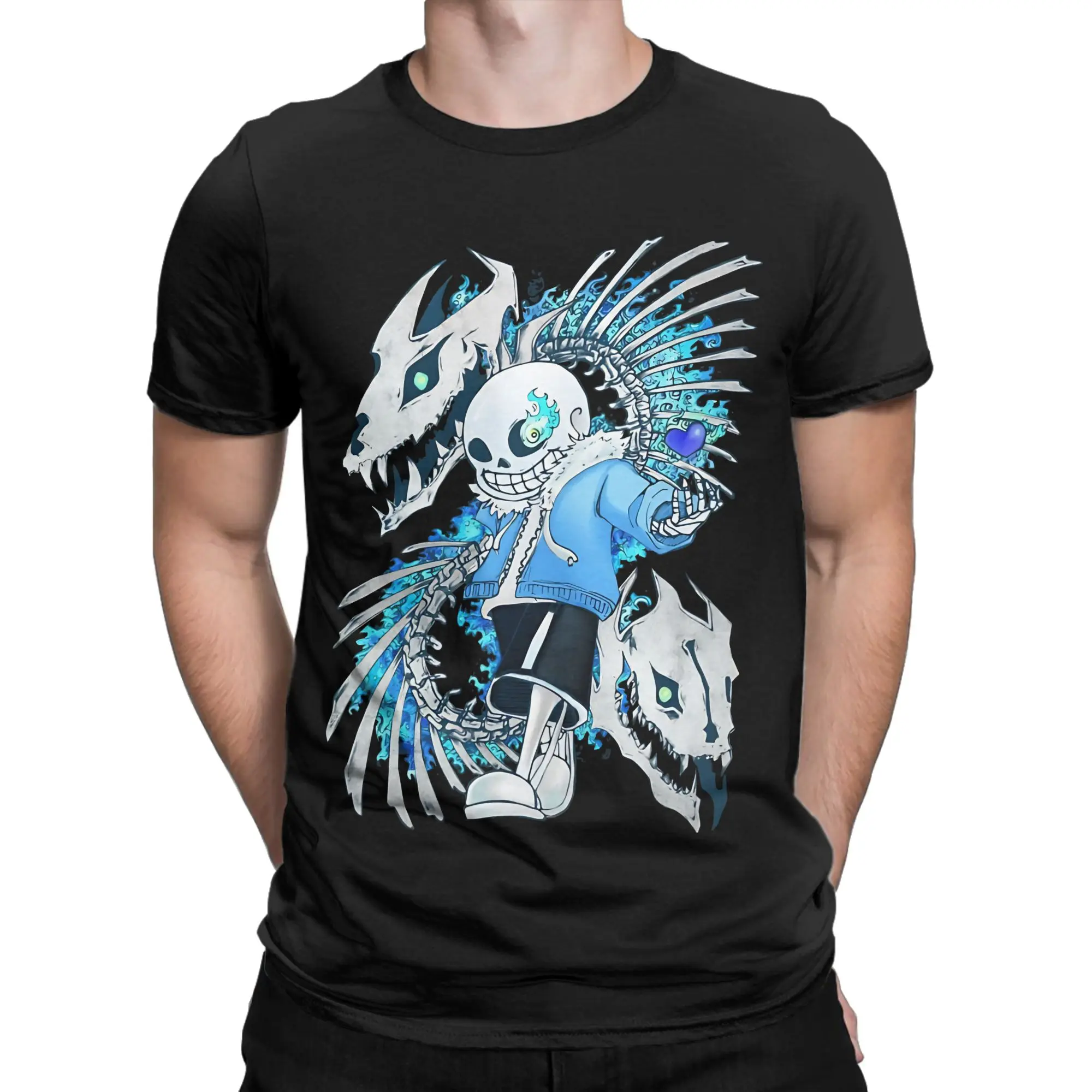 Retro Rpg Doodle Illustration  Classic Undertale Graphic Funny 100% Cotton T-Shirt Tops Tees For Men