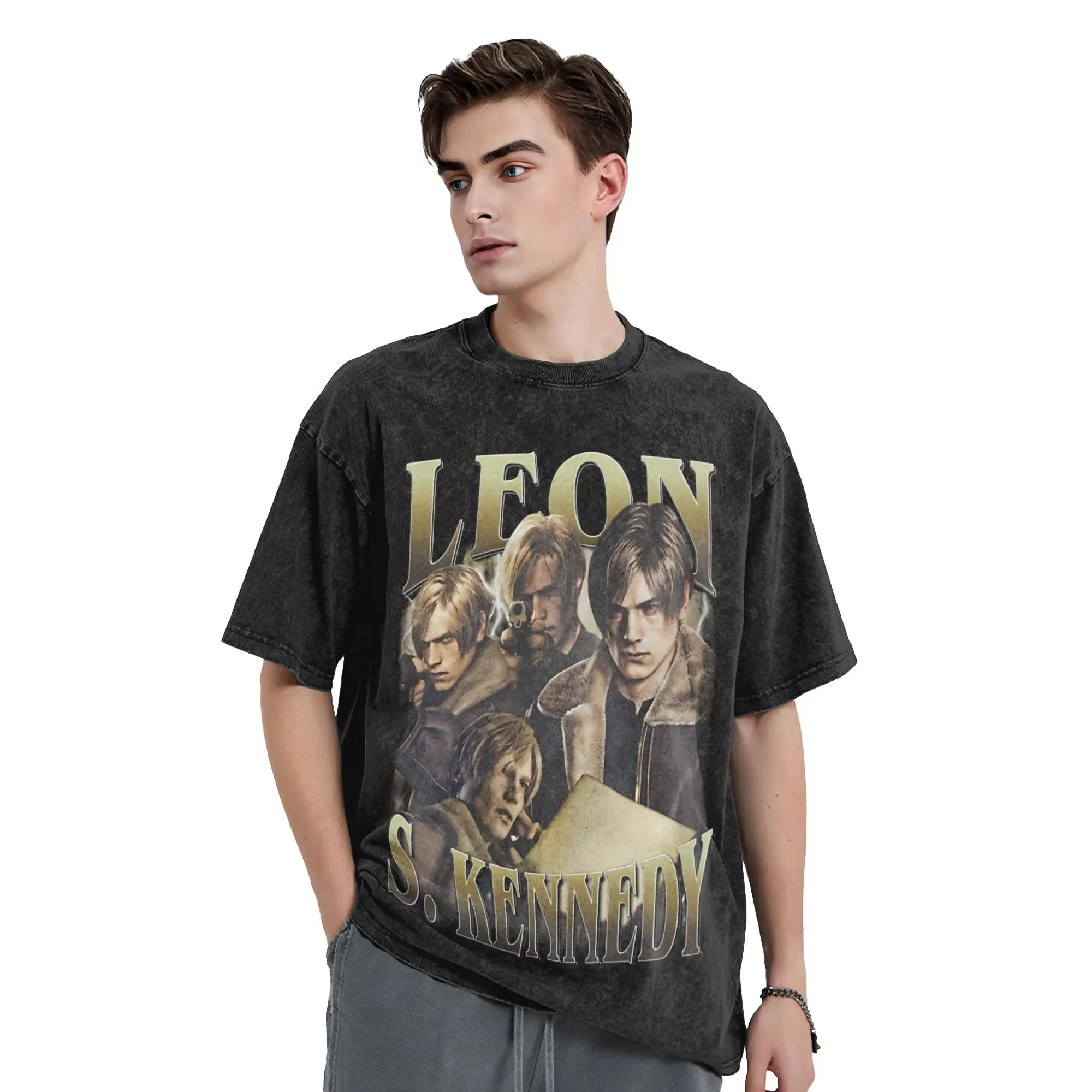 Limited Leon S. Kennedy T Shirts Men Cotton Vintage T-Shirts Crewneck  Tee Shirt Short Sleeve Clothing Summer
