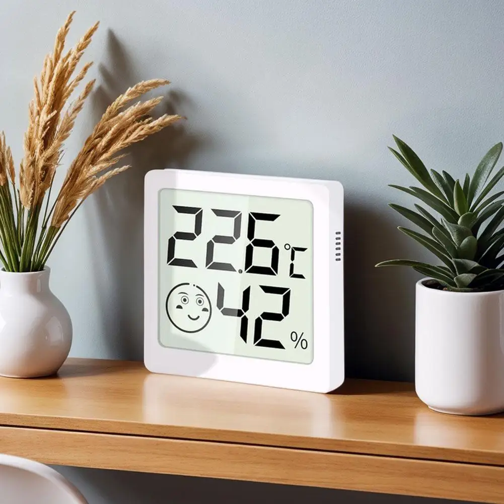 مقياس حرارة LCD رقمي صغير، مقياس رطوبة للغرفة الداخلية، مقياس درجة الحرارة والرطوبة الإلكتروني الصغير، محطة الطقس المنزلية