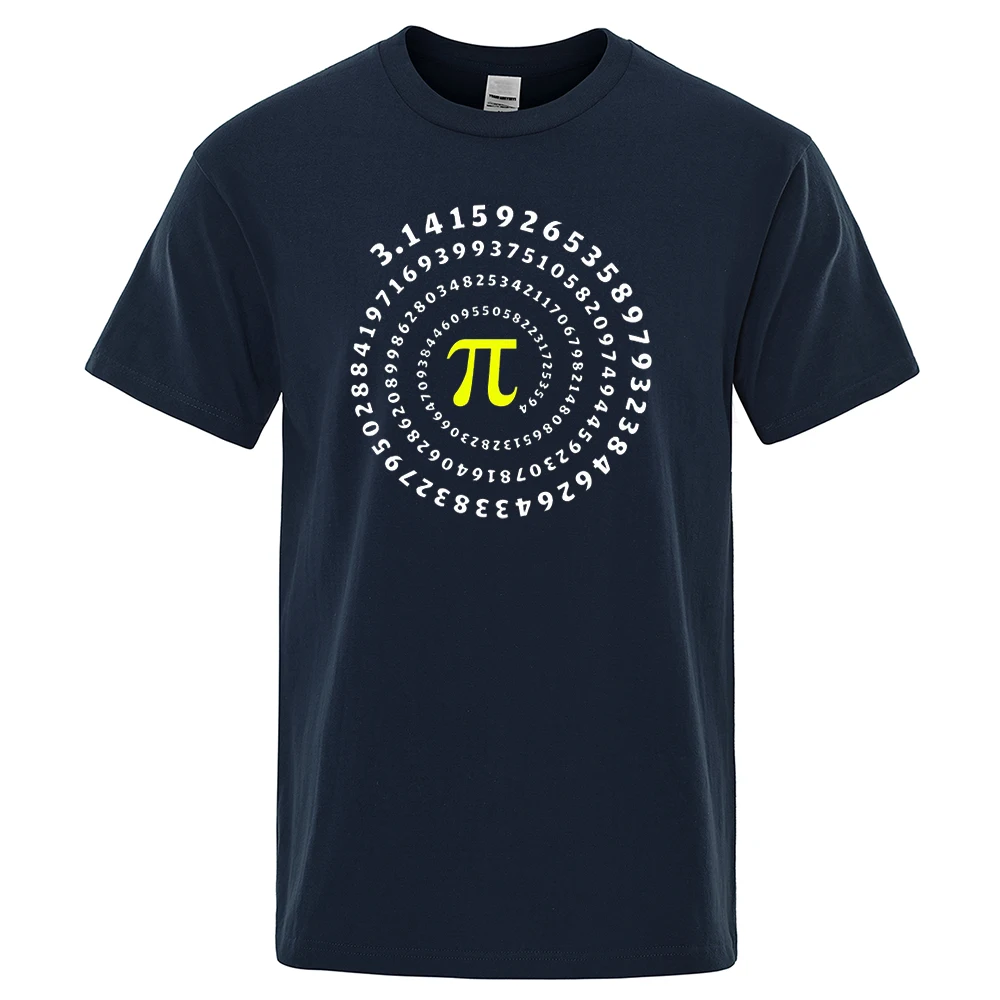 Funny T-shirt for Men Pi π Spiral Mathematics Geometry Printed Mens T Shirts Cotton Short Sleeve T-shirts Streetwear Top Tees