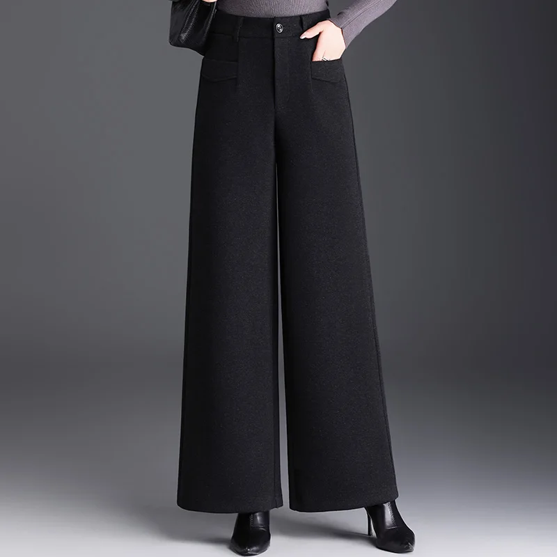 

Women's Camere Wide Leg Pants High Waist Loose Floor-Length Thi Winter Casual Trousers Polyester Fiber Straight Leg Pants