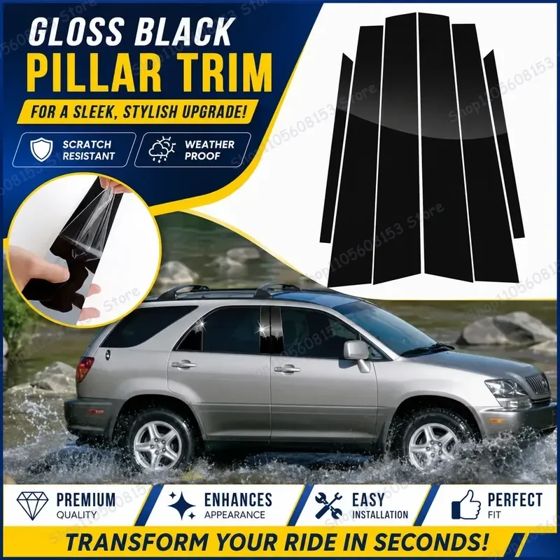 For Lexus RX NX ES CT200H UX GS GX460 Window Trim Bright Black Center Pillar Sticker Interior Decor Automotive Accessory