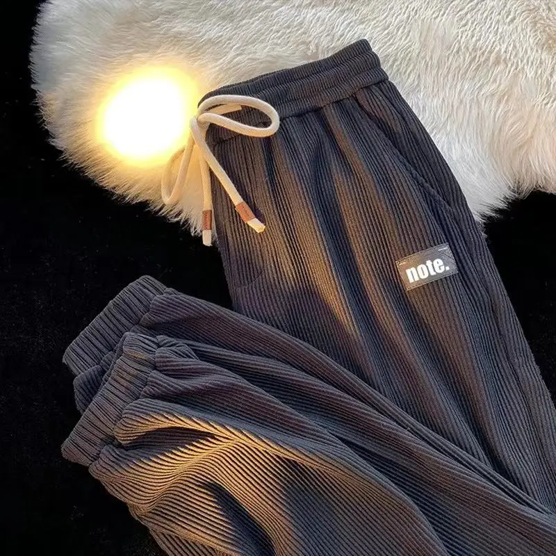 

2023 New Men's Clothing Pants Sweatpants Corduroy Drawstring Vacation Fashion Casual All-match Solid Color Drawstring Trousers