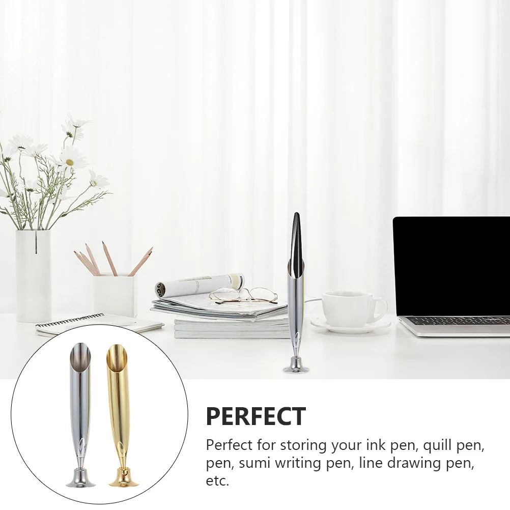 

4 Pcs Retro Quill Pen Holders Quill-pen Support Metal Creative Stand Penholder Fixed Socket