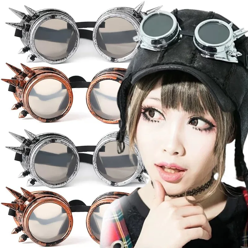 Retro Steampunk Gothic Motorcycle Sunglasses Protective Eyewear for Driver Halloween Cosplay Dress Up Decor Accessories