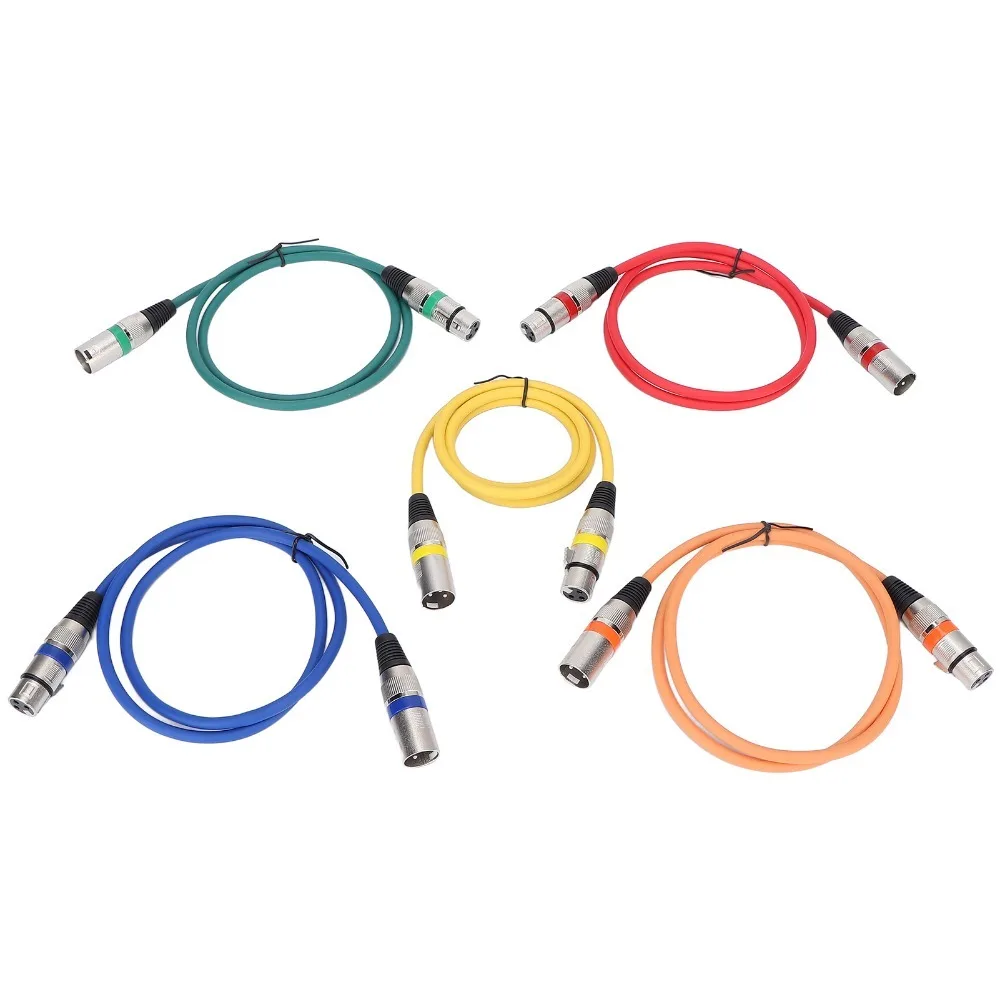 5PCS 3 Pin XLR to XLR Microphone Cable HiFi Audio XLR Male to Female Balanced Shielded XLR 1m/3.3ft Color Coded Mic Patch Cord
