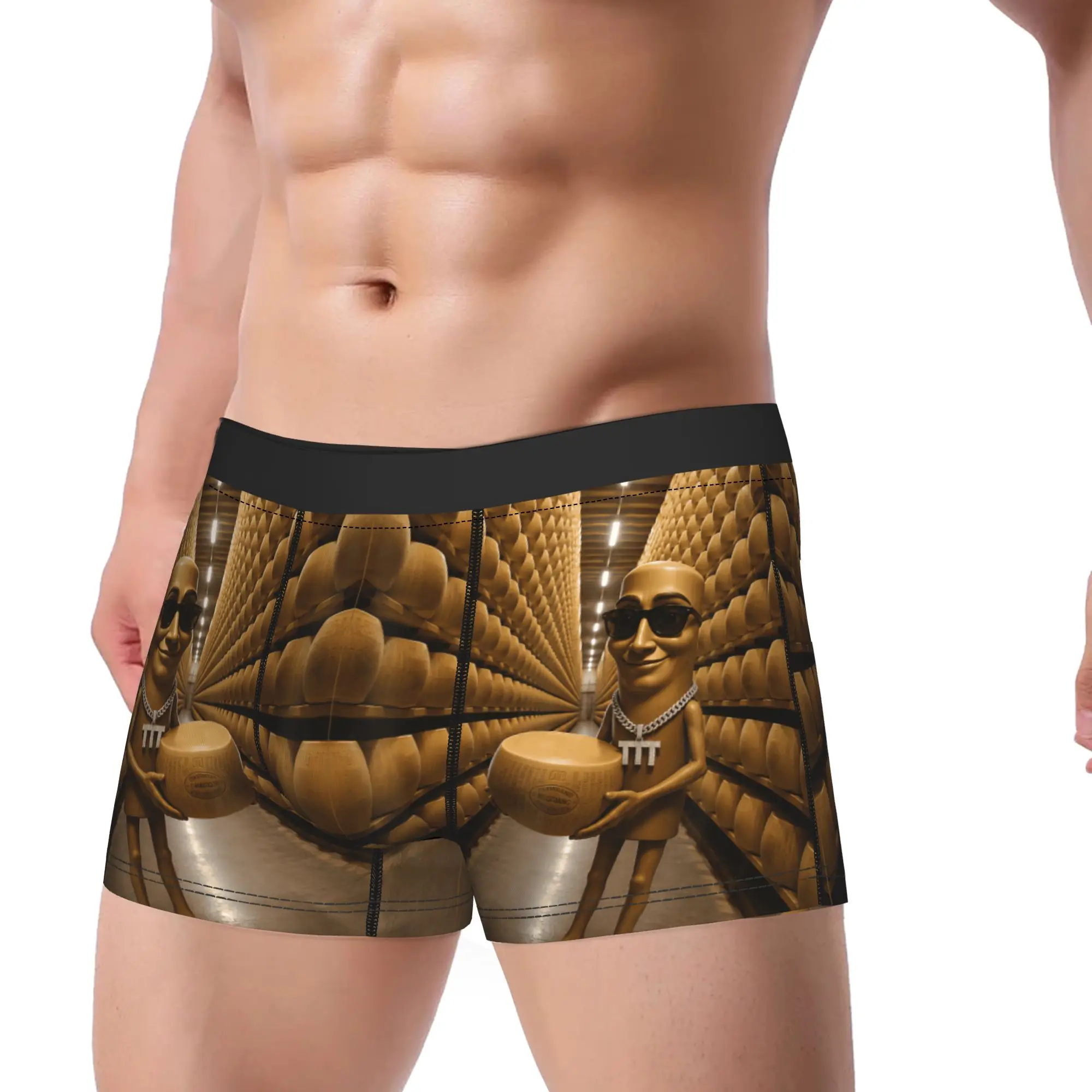 Collecting Giant Wheels of Italian Cheese Funny Tung Sahur Boxer Brief Underwear Men Elastic Boxershorts Plus Size Panties