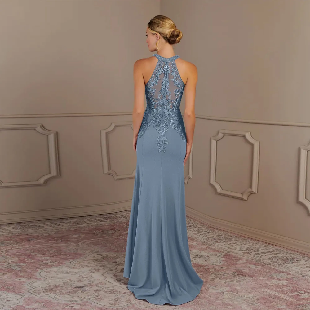 O넥 신부 어머니 드레스 여성용 쉬폰 웨딩 파티 드레스 레이스 장식 2025 여름 신상 로브 드 소와레 지퍼