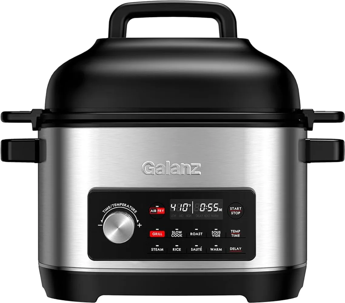 Galanz 8-in-1 Multi Cooker with Air Fry, Sous Vide, Rice, Sauté, Slow Cook, Steam,Roast, & Grill - Removable 8 QT Cooking Bowl