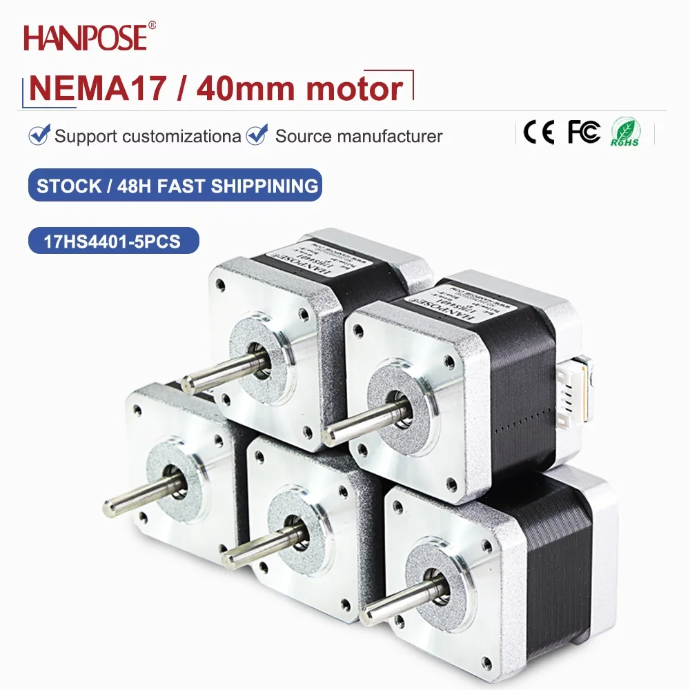 NEMA17 5pcs 17HS4401 stepper motor 2.3V 1.5A two-phase four wire 3D printing accessories motor manufacturer direct sales NEMA17