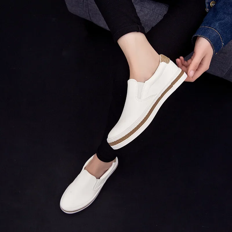 High Quality Soft Leather Shoes Women Flats Fashion Ladies Loafers Casual Womens Brand Black White Shoes