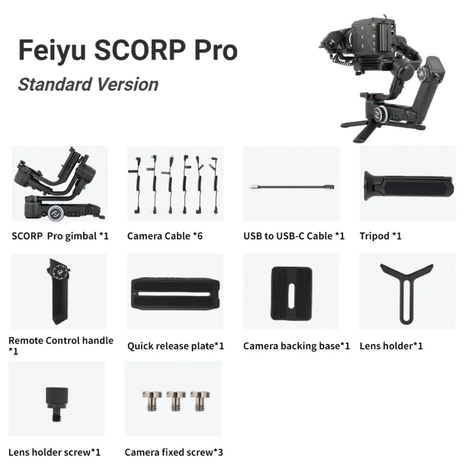 FeiyuTech SCORP Pro 3-Axis Camera Gimbal Stabilizer Handle Grip Display Screen for DSLR Camera Sony/Canon Simplified Version