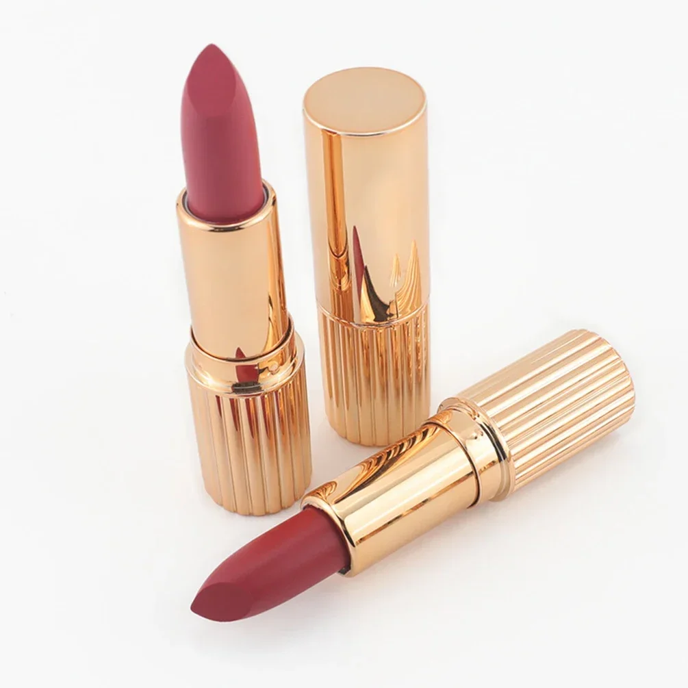 Private Label Golden Lipstick Custom Logo Waterproof High Pigment Non Fading Natural Long-lasting Multi-color Makeup Wholesale