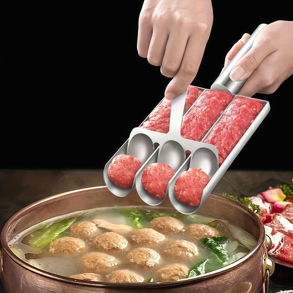 Juego de máquina para hacer albóndigas antiadherente, cuchara Manual para albóndigas de fácil liberación, herramienta de cocina para bolas de pescado sin esfuerzo, cocina casera
