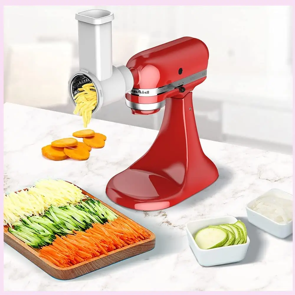 

B25B Slicer Shredder Attachments, Fresh Prep Vegetable Slicer For Kitchenaid Stand Mixer, Salad Maker With Cleaning Brush