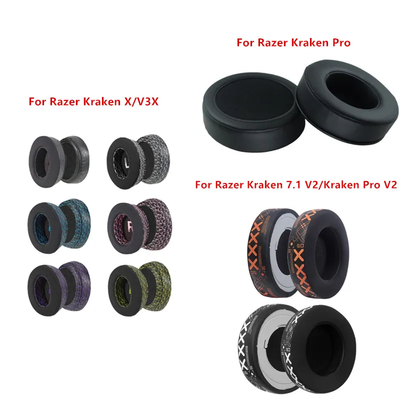 1 Pair Earmuff Ear Cushion Pads for Razer Kraken Pro/7.1 V2/Pro V2/X/V3X Gaming Headphones Comfort Upgrade Accessories