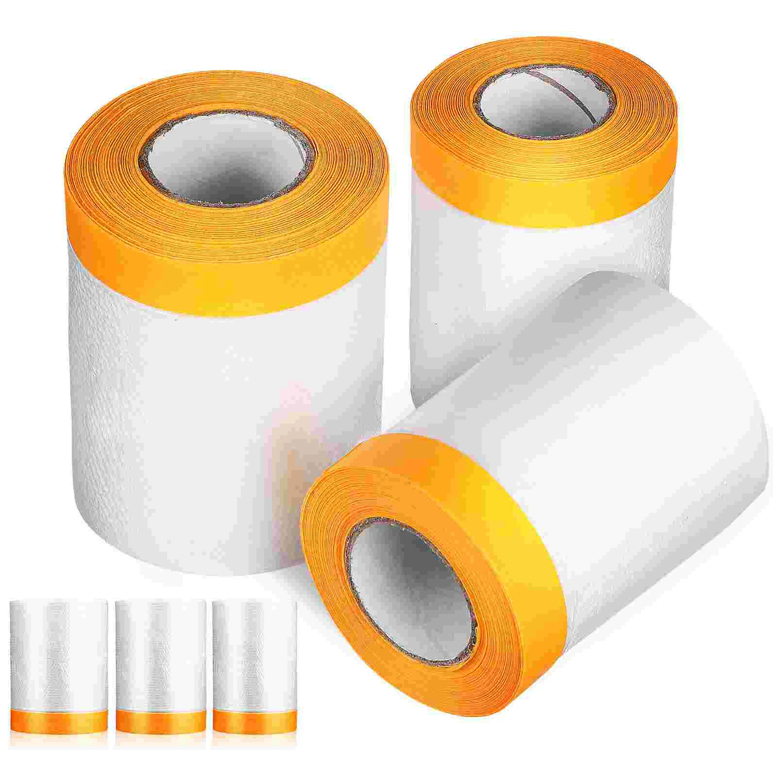 

6 Rolls Transparent Cover Film Masking Paper Self-adhesive Tape for Painting Furniture Scroll Textured