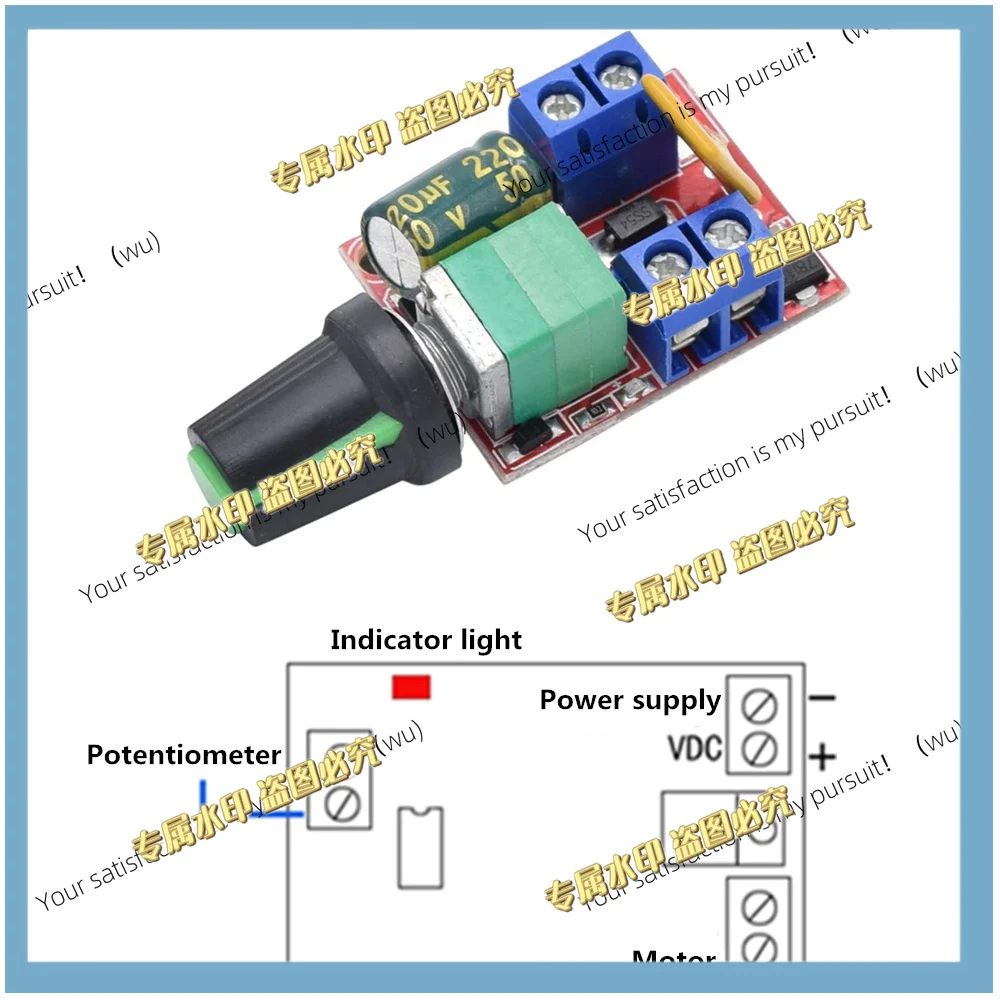 3pcs Mini DC motor PWM 3/6/12/24/35V DC 90W 5A governor, control switch LED