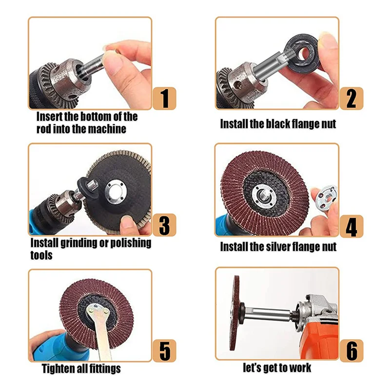 

A58Z 4X Angle Grinder Extension Connecting Rod,M10 Thread Rotary Polisher Extension Shaft With 8Pcs Flange Lock Nut