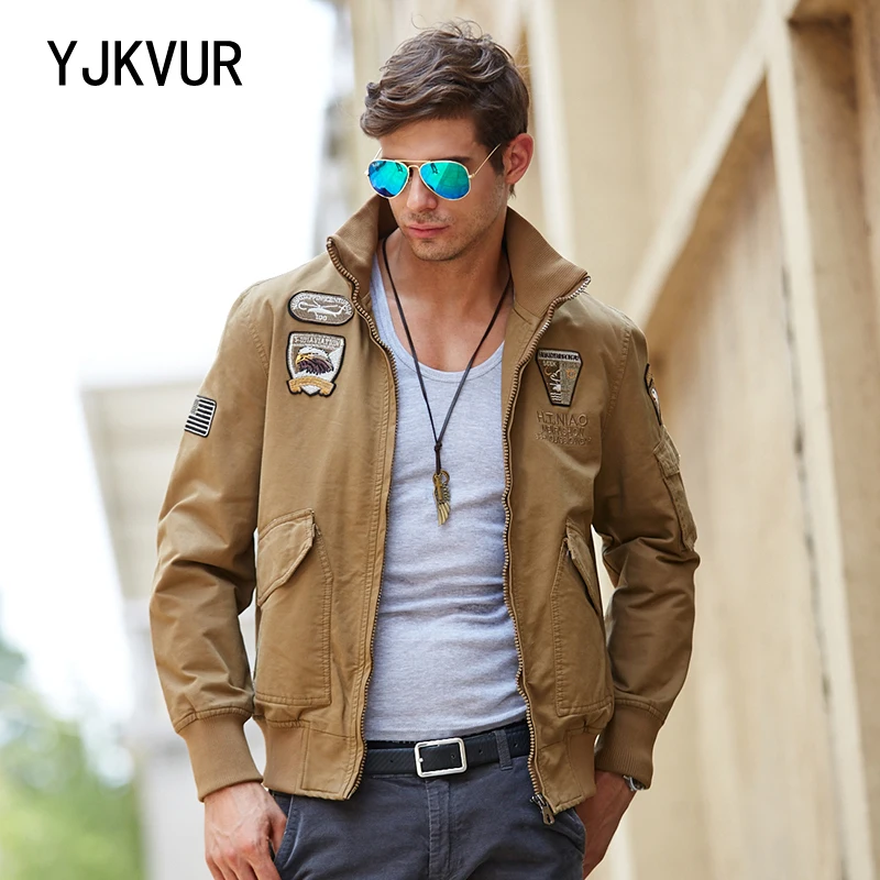 

YJKVUR 2025 New Autumn Winter Men's Jacket American Retro Embroidered Multi-Pocket 100% Cotton Vintage Style Men's Outerwear ﻿