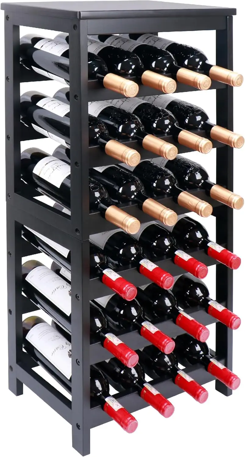 

6-Tier Bamboo Wine Rack, Holds 24 Bottles with Tilted Storage Design for Kitchen Dining Bar