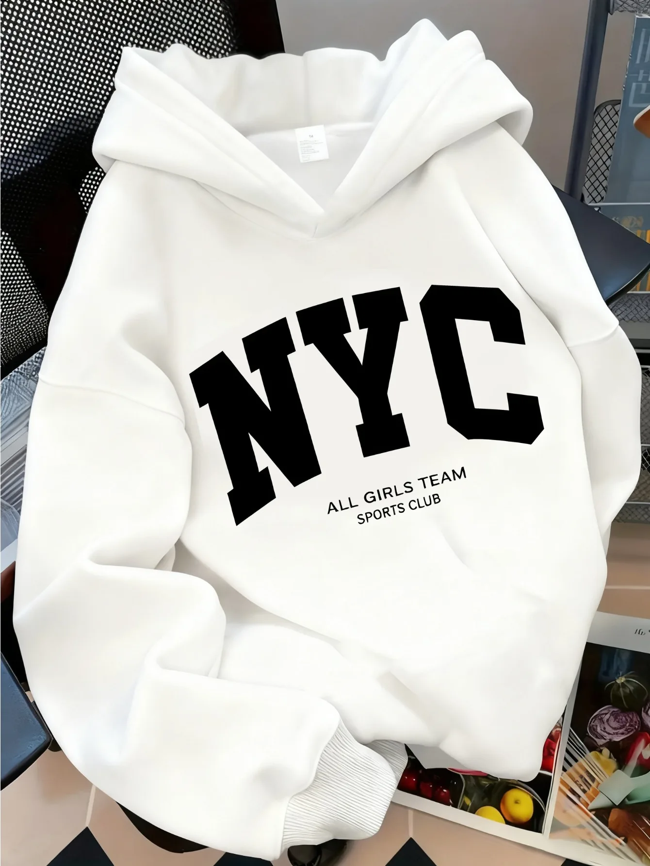 Trendy NYC Letter Women's Casual Hooded Sweatshirt with Front Print Fashion Casual HipHop Sweatshirt Harajuku Unisex