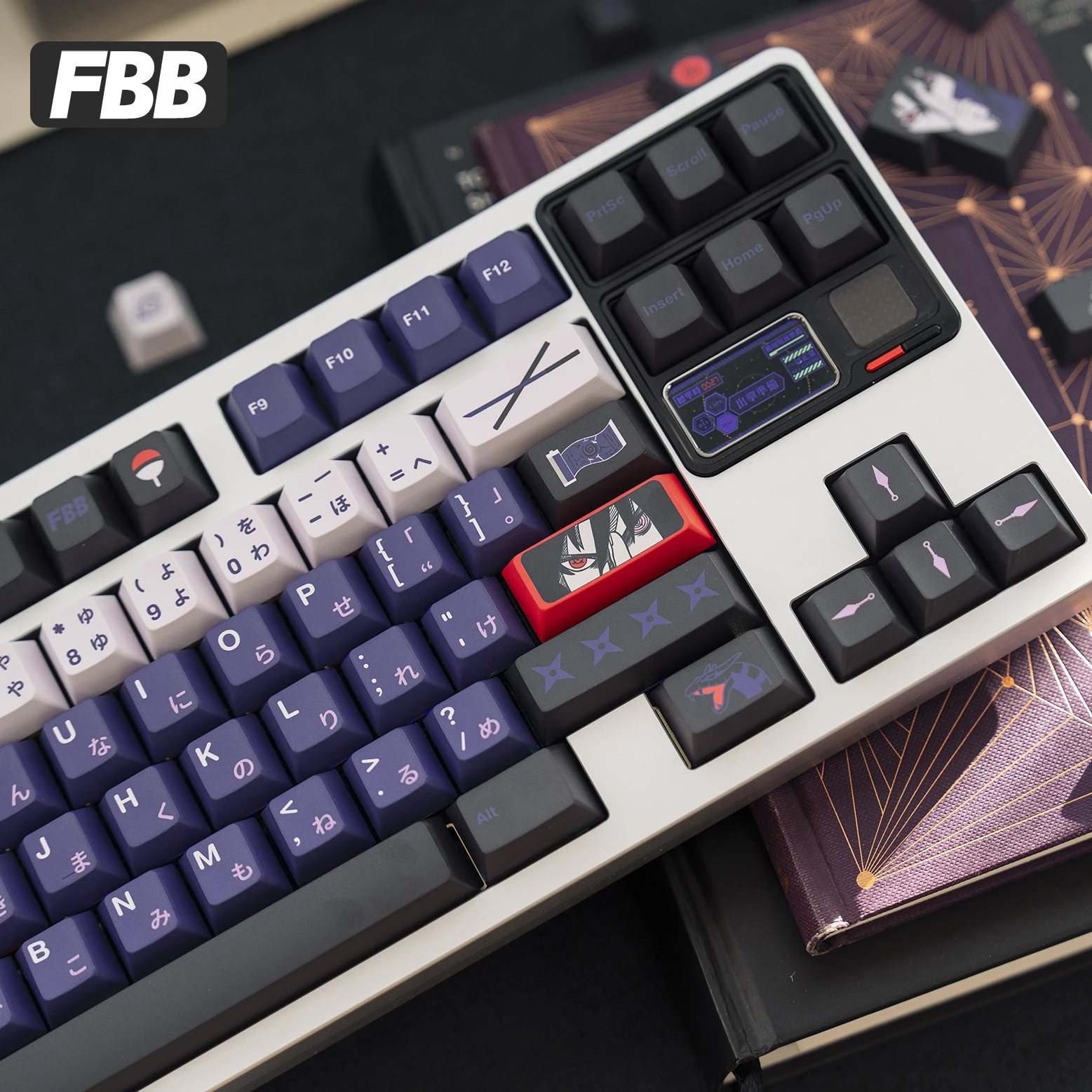 FBB Keycaps Japanese Anime Theme PBT Key Caps Purple For Mechanical Keyboard Keycap 60 75 80 96 100% Layout DIY PC Accessories