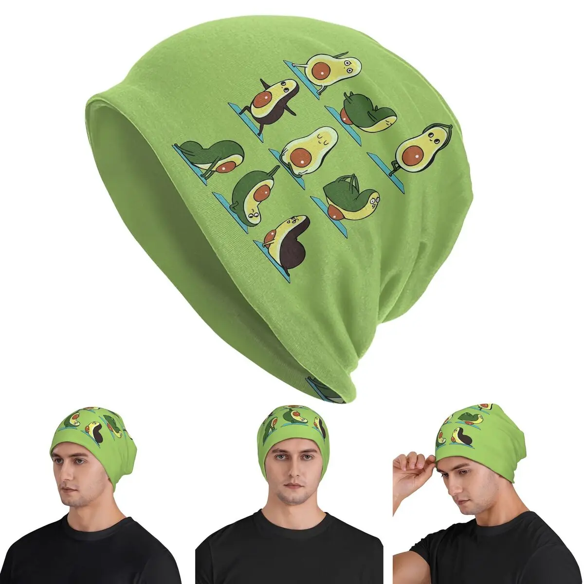 

Avocado Yoga Skullies Beanies Hats Warm Autumn Winter Outdoor Cap Knitted Bonnet Caps for Unisex Adult