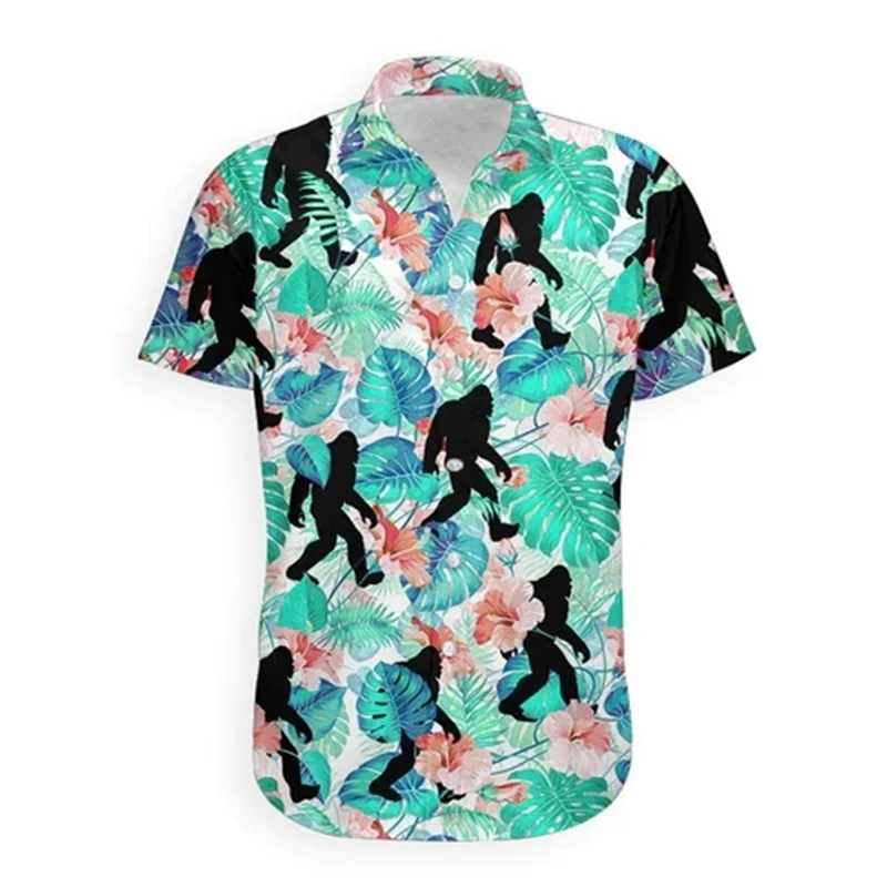 Hawaiian Men\'s Floral Casual Korean Shirt Print Short Sleeve Summer Beach Vacation Fashion Lapel Sale Cheap Mens Shirt Clothes