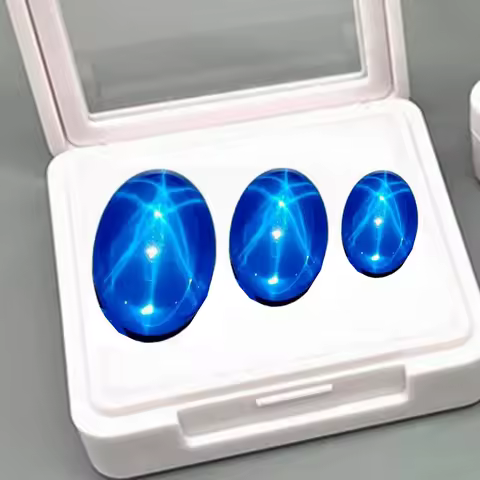 Large Pretty Star Blue Sapphire Mohs Hardness Gems Oval Flat Cut Mineral Stone Pass Test Gem For Jewelry Making Boxed Gemstone
