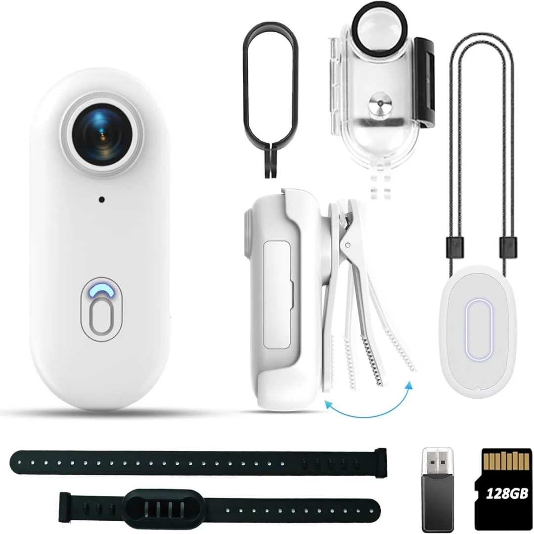 

4K Mini Action Camer Wearable Cam with Waterproof Shell WiFi Bike Camera Friendly for Casual Cycling Vlog Action Wifi