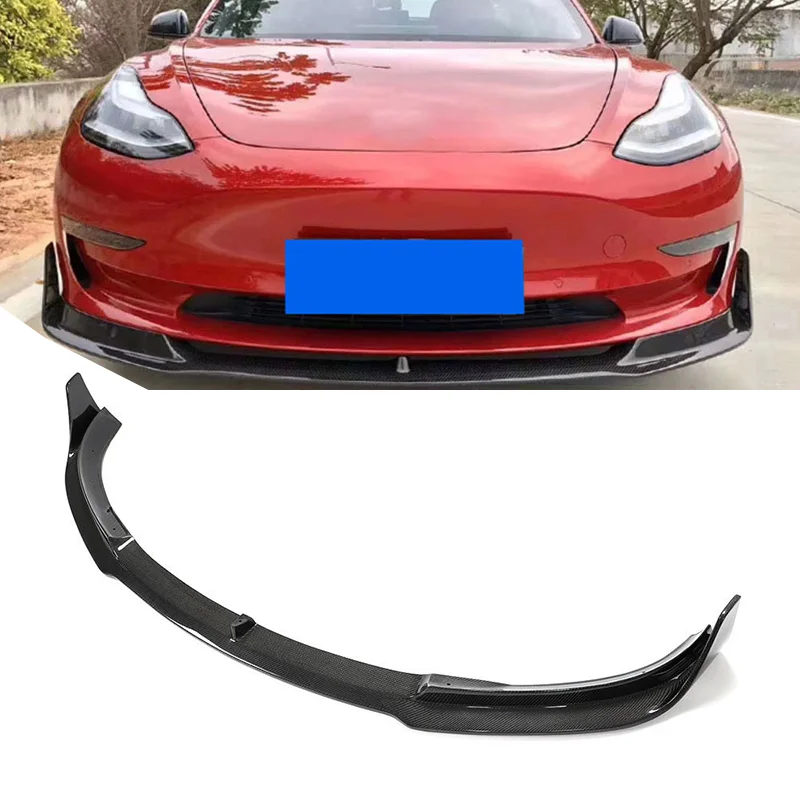 V Style Carbon Fiber Fibre Front Splitter For Model 3 Front Lip Spoiler