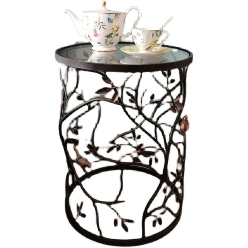 

YY Sofa Side Table Corner Table Glass Tempered Balcony Vintage Coffee Table