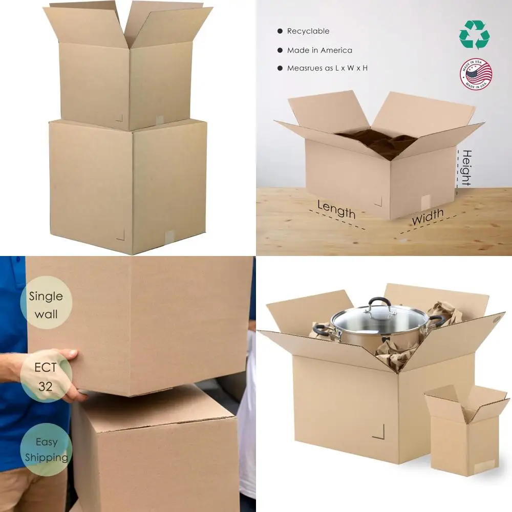 Brown Corrugated Cardboard Shipping Boxes 18x14x14, 25-Pack for Business Mailing, Packing, Moving, and Storage Solutions