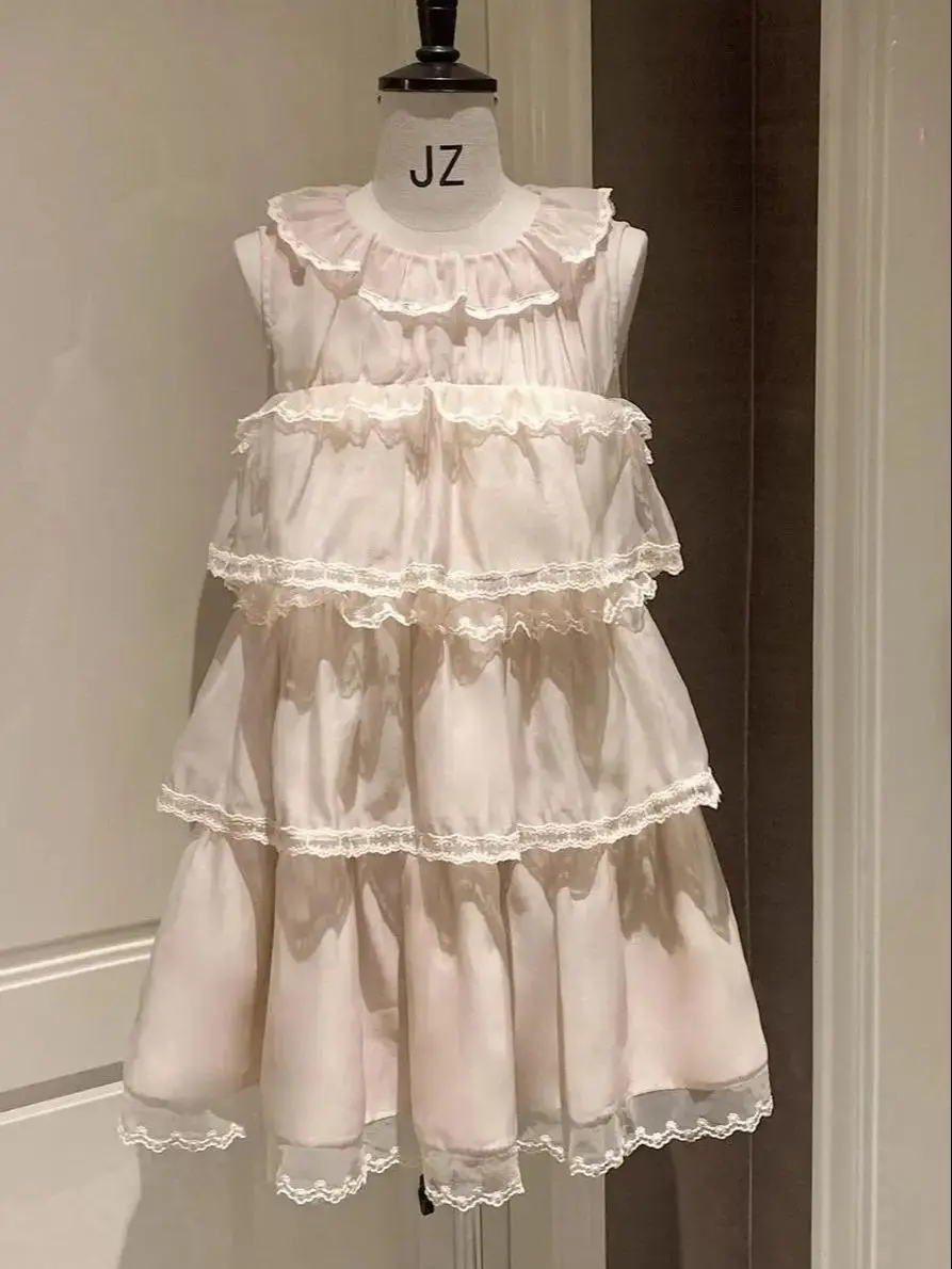 

Japan New Summer Doll Collar Design Sleeveless Dress High-End Sweet Lace Princess Skirt For Women