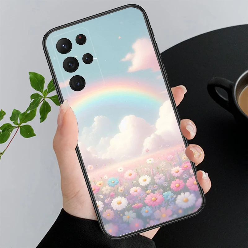 Pink White Cloud Sky Rainbow  Phone Case For Samsung Galaxy A15 A35 A55 A52 A53 A54 A33 A34 A25 A05S A16 A14 A05 A13 M15 M55 M35
