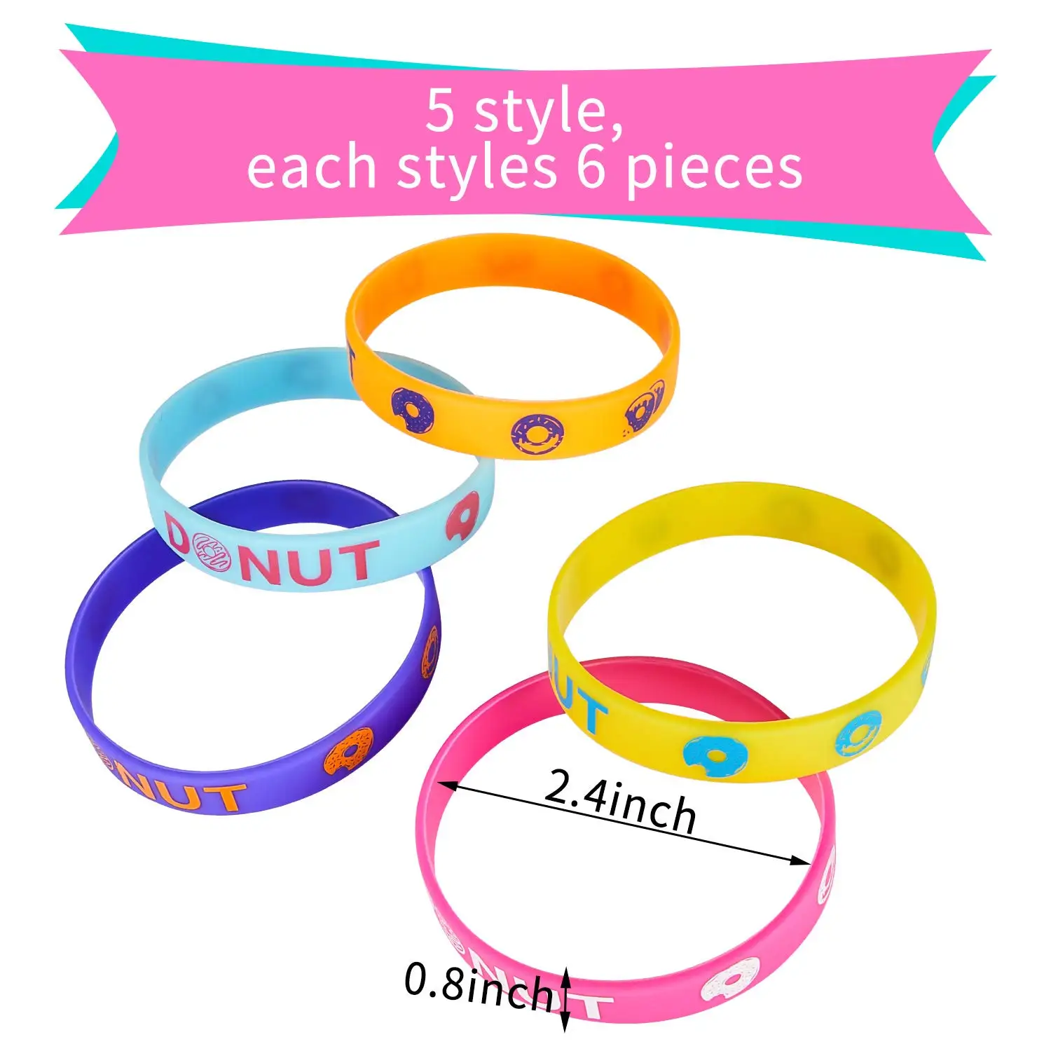 Donut Party Favors for Girls Donut Keychain Silicone Wristband  Sweet Donut Birthday Party Supplies for Boys Girls Party Gift