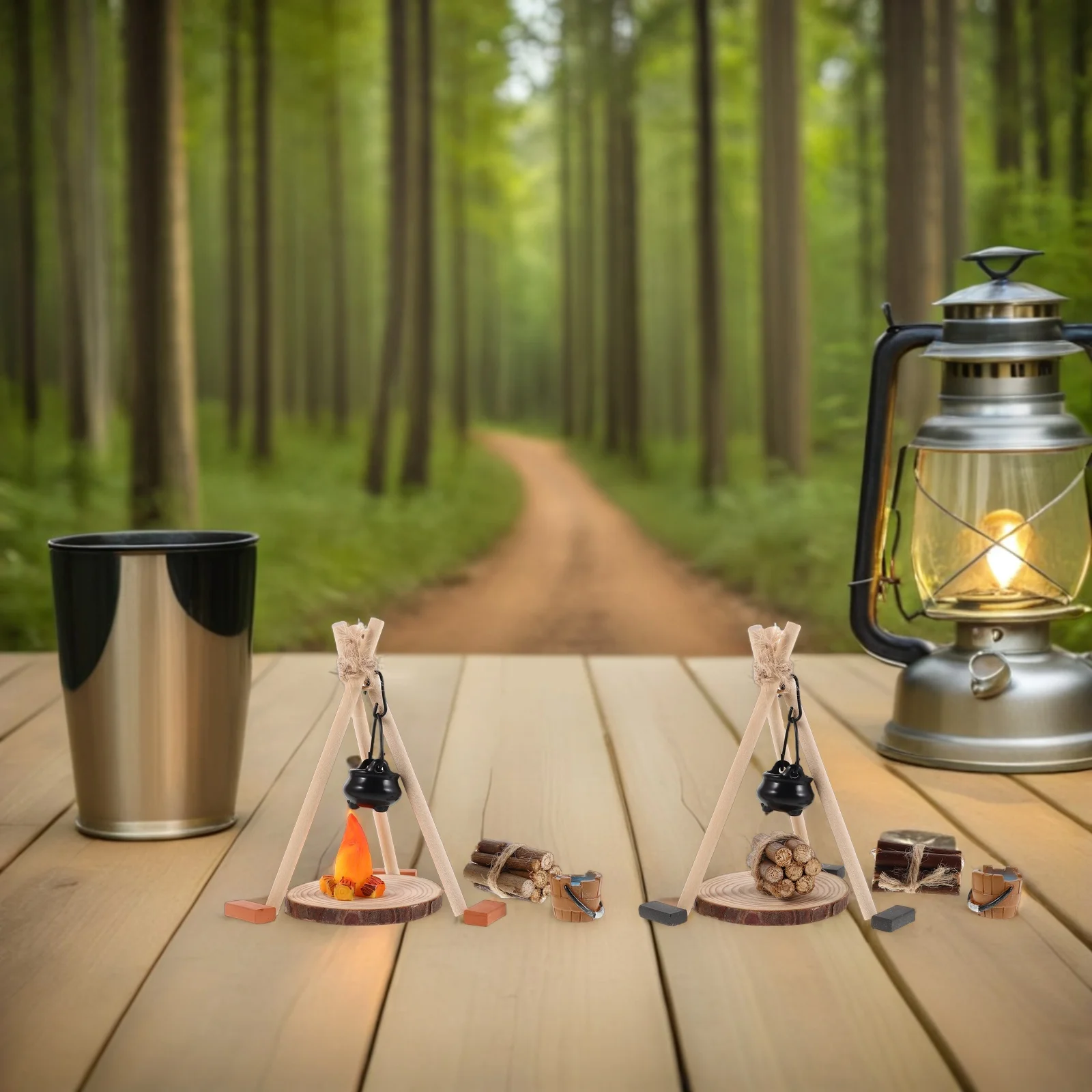 

26Pcs Realistic Miniature Fire Scene Detailed Hanging Pot for Dollhouse Winter Scene Accessories Fairy Garden Campfire