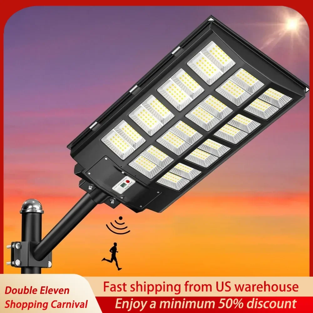 

Solar Street Light Outdoor, Commercial Parking Lot Light Dusk to Dawn 6500K Solar Flood Security Light Solar Lamp