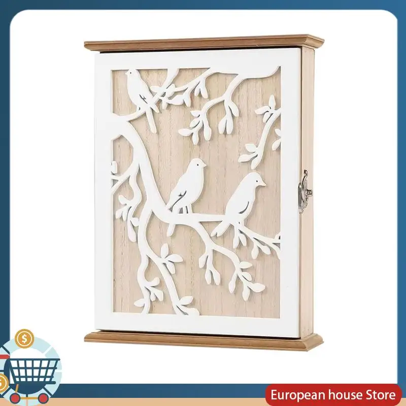 

ABFA Key Storage Lock Box Modern Organizer Cabinet Home Decor Wooden Key Ring Holder For Home Office Hallway