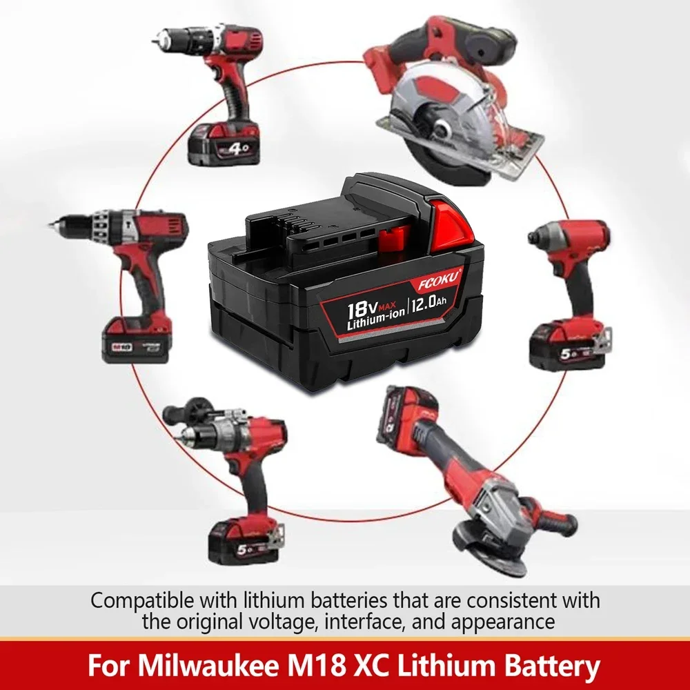 Imagem -02 - Bateria de Íon de Lítio de Substituição para Ferramenta Elétrica Milwaukee M18 18v 12.0ah 4811-1815 48-11-1850 48-11-1860 Carregador Z50 Plus