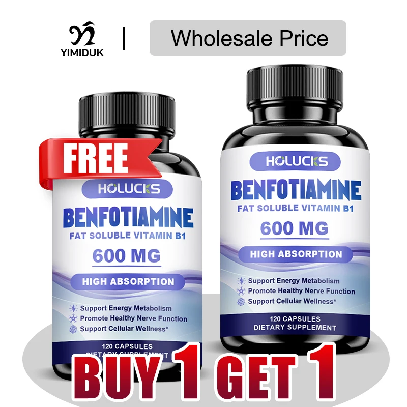 HOLUCKS Benfotiamine Supplement, High Absorption Vitamin B1, Support Healthy Nerves, Glucose Metabolism & Antioxidant Defense