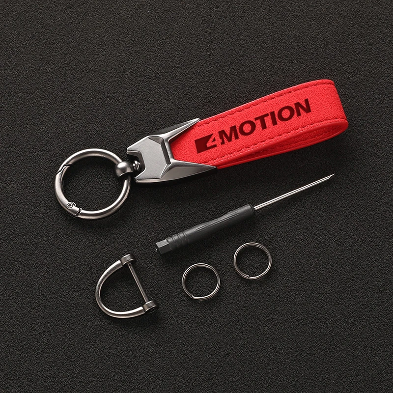 High Grade Suede Leather Car Keychain Key Rings with 4Motion 3D logo for Volkswagen Golf R Tiguan Touareg car accessories