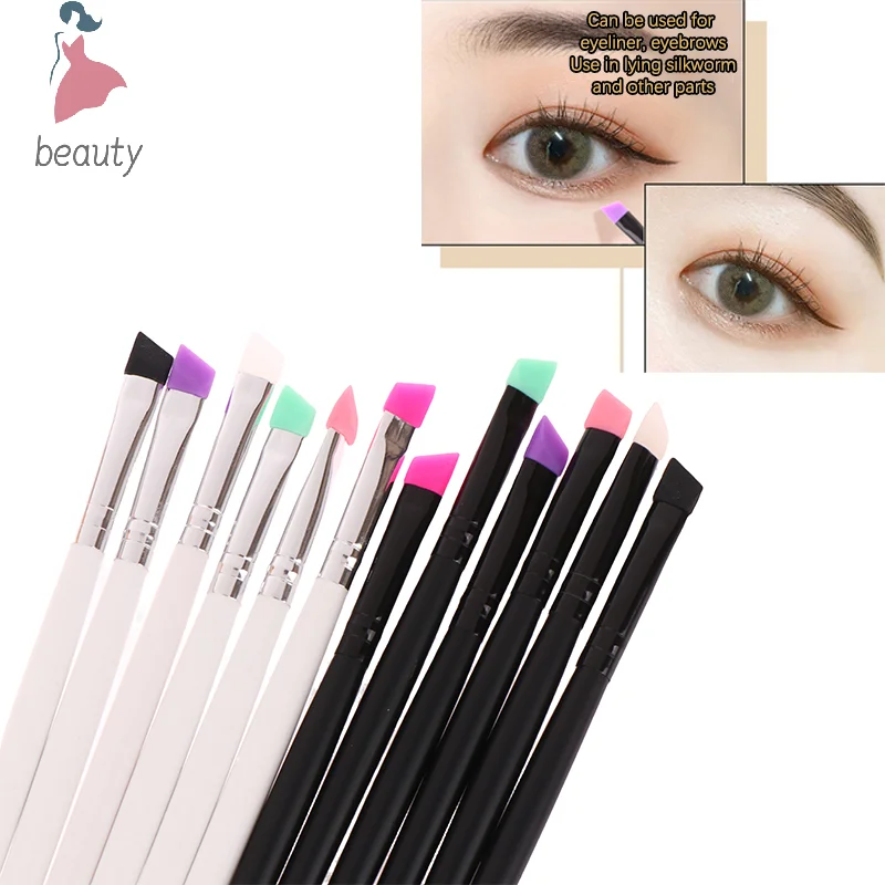 Sikat Eyeliner alis portabel, peralatan Makeup wanita Kuas Liner alis miring Diagonal